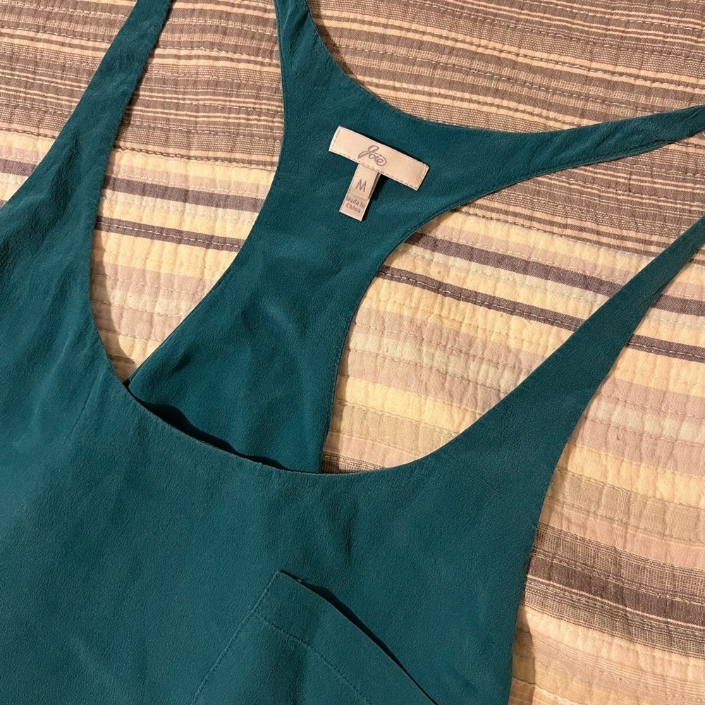 Joie Deep Teal Sleeveless Silk Tank. Medium. - Picture 2 of 5